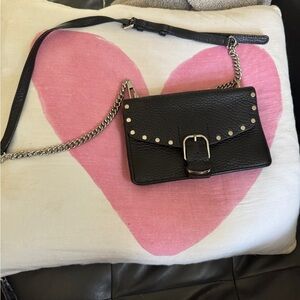 Rebecca Minkoff Black Leather Crossbody Bag with Silver Studs